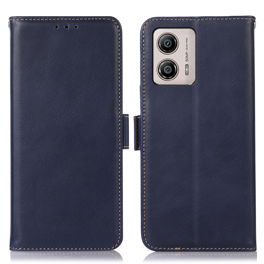 For Motorola Moto G53 5G RFID Blocking Protective Phone Case Genuine Cowhide Leather Phone Cover with Wallet Stand For Motorola Moto G53 5G RFID Blocking Protective Phone Case Genuine Cowhide Leather Phone Cover with Wallet Stand
